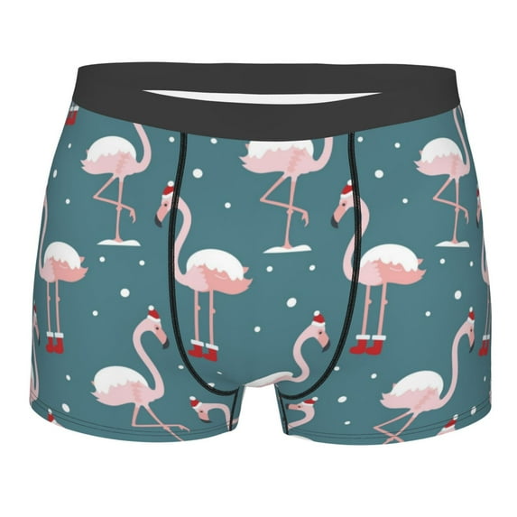 Naloa Elegant Flamingo Wearing A Christmas Hat Print Mens Underwear - Boxers for Men, Classic Briefs for Men