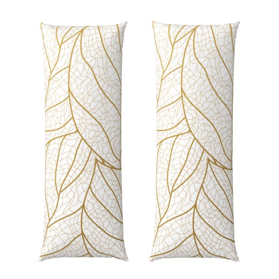 Naloa Elegant Gold Leaf Pattern Body Pillow Cover, Pillowcases with Hidden Zipper Breathable Long Pillow Case (Pillows are not included,20x54 inch)