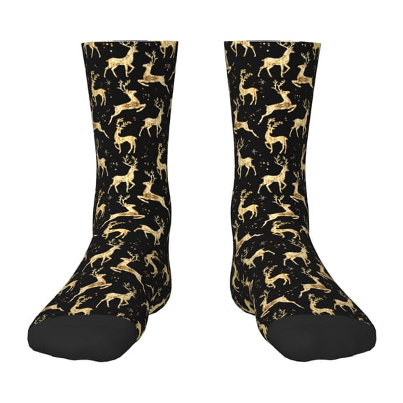 Naloa Elegant Gold Moose Kids Socks Unisex Kids and Toddlers' Crew Socks, ,1 Pairs