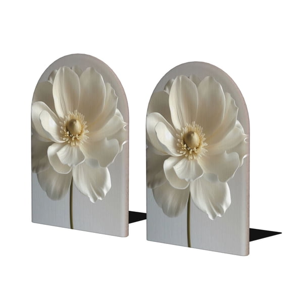 Naloa Elegant Ivory Flower 2 Pcs Bookend Large Capacity Office Book Ends for Home Office Library School Study Decoration