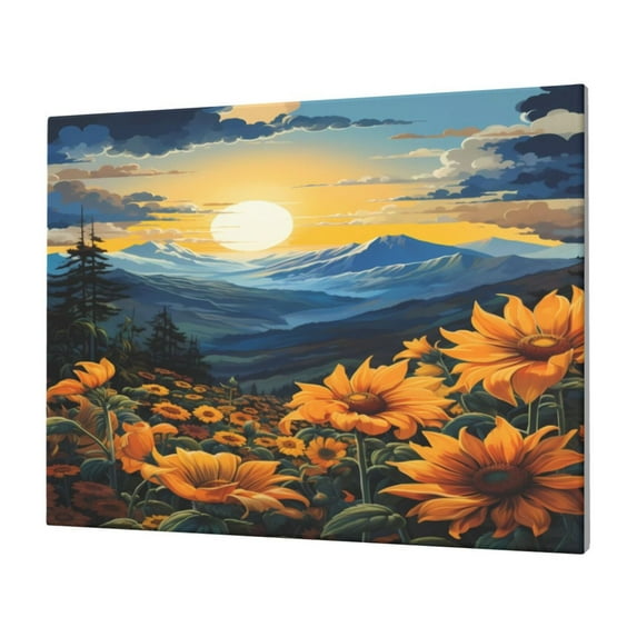 Naloa Elegant Sunset Sunflower Print Canvas Picture,Wall Pictures, Modern Decorative Poster,Art Prints for Bedroom, Toilet, 40 x 30 cm, Built-in Wooden Frame