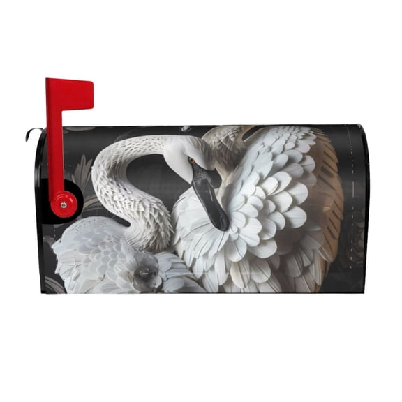 Naloa Elegant Swans Black Background Mailbox Covers Magnetic Post Box Cover Post Letter Box Cover Garden Decor-25.5x21 in