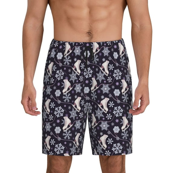 Naloa Elegant ice skates snowflakes A Men's Short Pajama Pants, Pj Shorts, Lounge Comfort Shorts-XX-Large
