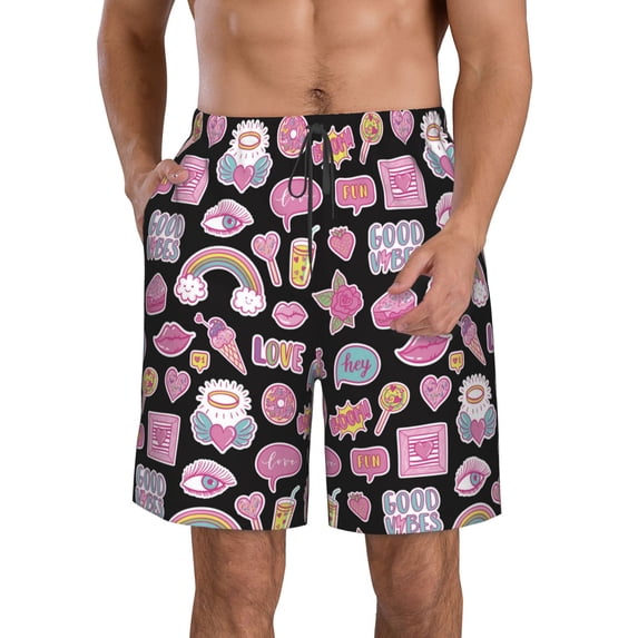 Naloa Elements Men's Beach Shorts, Surfing shorts, Swim trunks, Quick Dry Swim Trunks for Surfing Beach Fun - Large