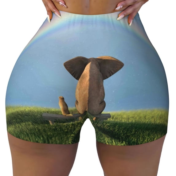 Naloa Elephant Dog Biker Shorts for Women Seamless Scrunch Short Women’s Yoga Shorts for Gym Running Sport Shorts - Medium