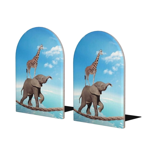 Naloa Elephant Giraffe 2 Pcs Bookend Large Capacity Office Book Ends for Home Office Library School Study Decoration