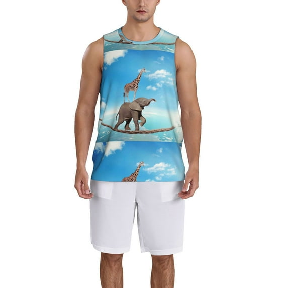 Naloa Elephant Giraffe Basketball Jersey Reversible Men's Mesh Athletic Sports Shirts Training Practice S-4XLX-Large