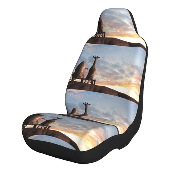 Naloa Elephant Giraffe Car Seat Covers 2PCs Front Car Seat Covers Universal fit for Most Cars SUVs and Trucks - 1