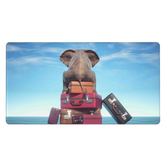 Naloa Elephant Sits Gaming Mouse Pad Large Mouse Mat Long Extended Desk Pad Non-Slip Rubber Mice Pads Stitched Edges Thin Pad (16x29.5 Inch)