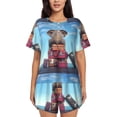 thumbnail image 1 of Naloa Elephant Sits Women's Short-Sleeved Pajama Set, Loungewear, Summer pajamas, Breathable Cozy - Large, 1 of 9