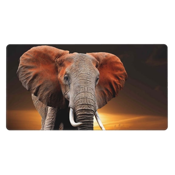 Naloa Elephant Sunset in Kenya Gaming Mouse Pad Large Mouse Mat Long Extended Desk Pad Non-Slip Rubber Mice Pads Stitched Edges Thin Pad (16x29.5 Inch)