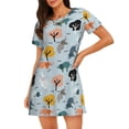 thumbnail image 1 of Naloa Elephant Tree Print Women Nightgowns,Womens Loungewear,Short Sleeve Sleepwear,Comfy Ladies Nightdress, 1 of 6