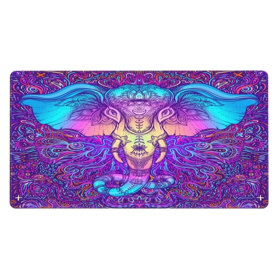 Naloa Elephant in Tribal Style Gaming Mouse Pad Large Mouse Mat Long Extended Desk Pad Non-Slip Rubber Mice Pads Stitched Edges Thin Pad (16x29.5 Inch)