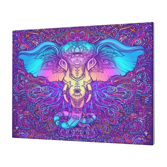 Naloa Elephant in Tribal Style Print Canvas Picture,Wall Pictures, Modern Decorative Poster,Art Prints for Bedroom, Toilet, 40 x 30 cm, Built-in Wooden Frame