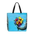 thumbnail image 1 of Naloa Elephant Trunk Couple Flowers Tote Bag for Women, Foldable Tote Bag With Zipper, Large Shoulder Bag, Top Handle Handbag for Travel, Work, Shopping, 1 of 9