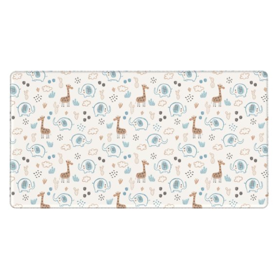 Naloa Elephants And Giraffes Gaming Mouse Pad Large Mouse Mat Long Extended Desk Pad Non-Slip Rubber Mice Pads Stitched Edges Thin Pad (16x29.5 Inch)