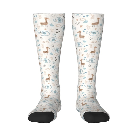 Naloa Elephants And Giraffes Knee Socks, High Socks Long Stretchy Sock Women Knee High Stocking, Long Socks for Women