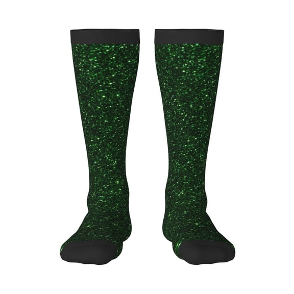 Naloa Emerald Green Sparkling Knee Socks, High Socks Long Stretchy Sock Women Knee High Stocking, Long Socks for Women