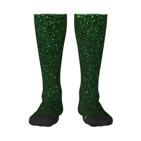 Naloa Emerald Green Sparkling Knee Socks, High Socks Long Stretchy Sock Women Knee High Stocking, Long Socks for Women