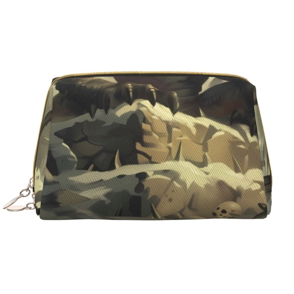 Naloa Epic Dragon Skull Scene Leather Makeup Bag for Purse Travel, Portable Small Cosmetic Organizer for Women and Girls, Make up Bag with Zipper