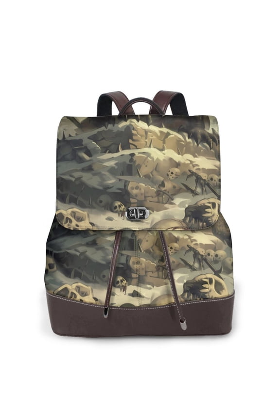 Naloa Epic Dragon Skull Scene Print Leather Backpack Purse for Women and Ladies,Shoulder Travel Daypacks Bags,Laptop Backpack for Women