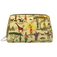 thumbnail image 1 of Naloa Ethnic African Leather Makeup Bag for Purse Travel, Portable Small Cosmetic Organizer for Women and Girls, Make up Bag with Zipper, 1 of 8