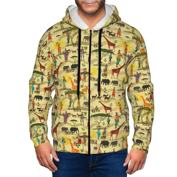 Naloa Ethnic African Men’s Hoodies, Zip up Hoodie, Sweatshirts,Hoodies for Men Sizes S-3XL-X-Large