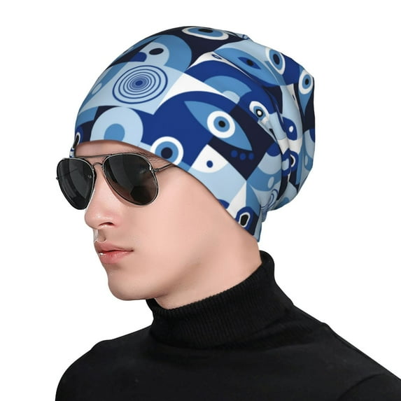 Naloa Evil Eye Soft Beanie Hat, Knit Beanie Daily Beanie in Fine Knit for Women Men Winter Travel, Outdoor