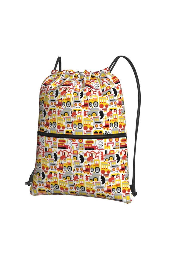 Excavator (2) Drawstring Backpack String Bag Cinch Water Resistant for Gym Shopping Sport Yoga