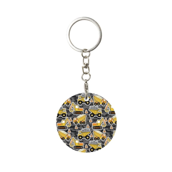 Naloa Excavator At Work Print Round Keychain Keychain Key Ring, Key Tag, Key Chain Bulk for Gift Accessories (Round)