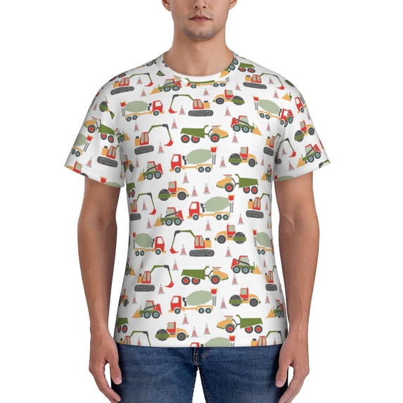 Naloa Excavator Men's T-Shirt Sport T-shirt Men's Basic Tee Casual Men's Shirt, Round Neck, Short Sleeves - Large