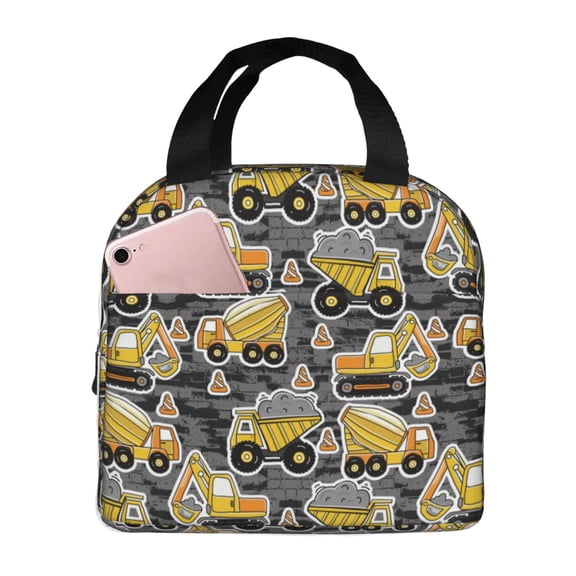 Naloa Excavator At Work Print Lunch Box for Women Men,Insulated Lunch Bag,Lunchbox,Thermal Leakproof Cooler,Reusable Lunch Tote Bag for Work School Travel Picnic