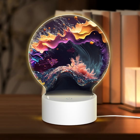 Naloa Explosive Fluid Splash Art Acrylic LED Night Light Custom LED Lights Personalized Nightlight Customized Gifts for Family Couples Friends