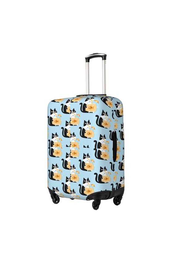 FUNNY CAT IS DRINKING WATER Elastic Suitcase Protector, Travel Suitcase Protector Cover Fits 18-32in Suitcase(No luggage included)-Small