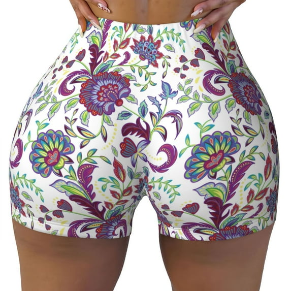 Naloa Fairy Flower Biker Shorts for Women Seamless Scrunch Short Women’s Yoga Shorts for Gym Running Sport Shorts - Medium