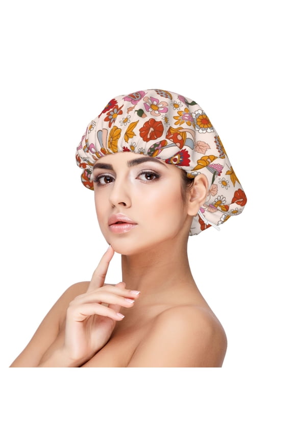 Fall 70s Groovy Hippie Adjustable Hair Bonnet for Sleeping, Hair Wrap Sleep Cap Turban for Women Men, Curly Straight Hair Long Large Braid Unisex