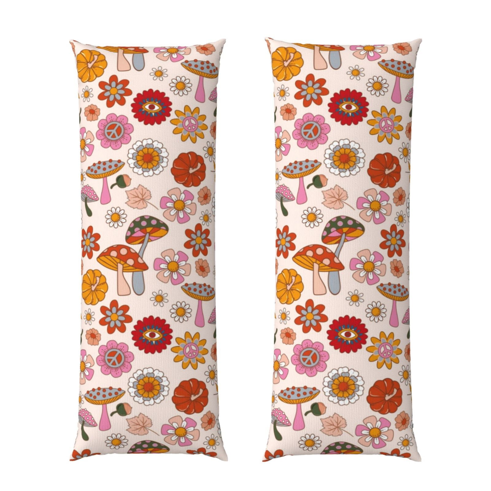 Naloa Fall 70s Groovy Hippie Super Soft 20x60 Body Pillow Case,Long Side Hidden Zipper（PILLOWS ARE NOT INCLUDED）