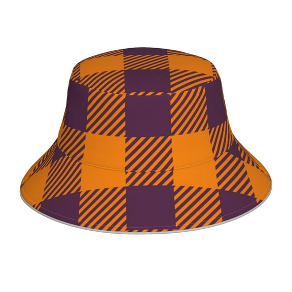 Naloa Fall Buffalo Plaid Reflective Double-Sided Bucket Hat, Sun Hat, Soft and Breathable for Gardening, Beaching, Camping, Hiking, Fishing