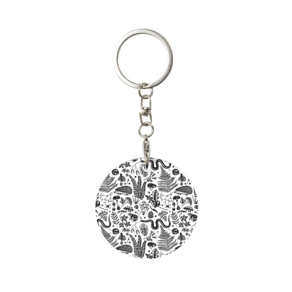 Naloa Fall Forest Print Round Keychain Keychain Key Ring, Key Tag, Key Chain Bulk for Gift Accessories (Round)