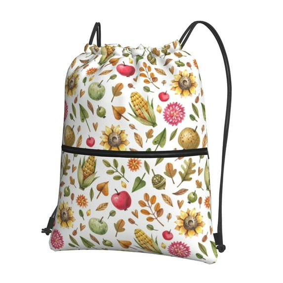 Naloa Fall Fruits And Vegetables Drawstring Backpack String Bag Cinch Water Resistant for Gym Shopping Sport Yoga