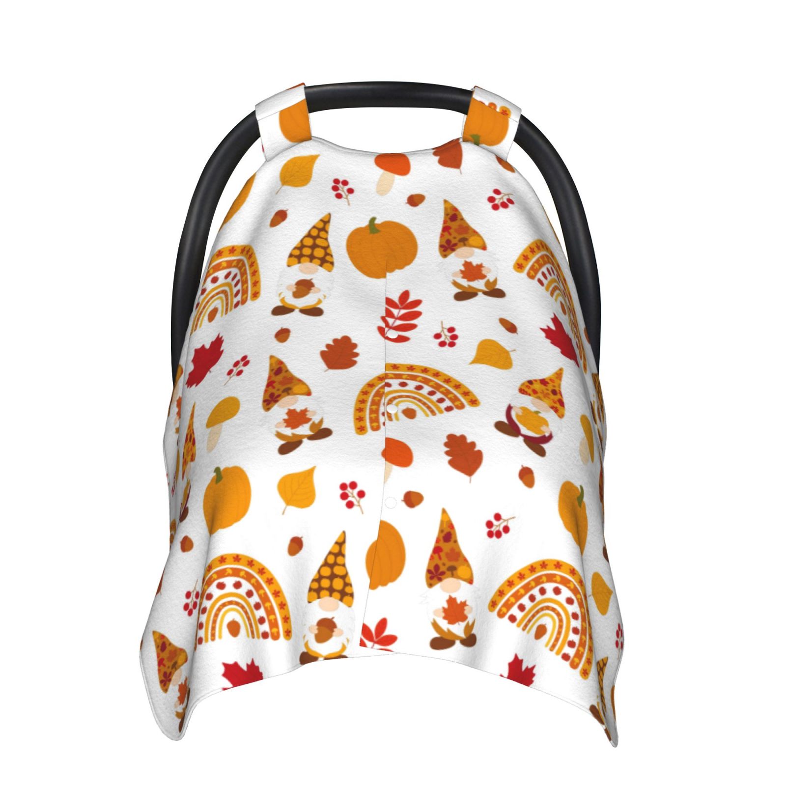 Naloa Fall Gnomes Harvest Baby Car Seat Cover, Breathable Baby Carrier Cover, Multiuse Baby Carrier Cover & Nursing Breastfeeding Cover