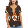 thumbnail image 1 of Naloa Fall Gnomes Print T-Shirts Short Sleeve V Neck Tees for Women Fashion Tops Trendy Lightweight Soft Casual Summer Outfits Clothes, 1 of 5