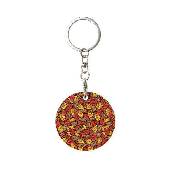 Naloa Fall Leaves Print Round Keychain Keychain Key Ring, Key Tag, Key Chain Bulk for Gift Accessories (Round)