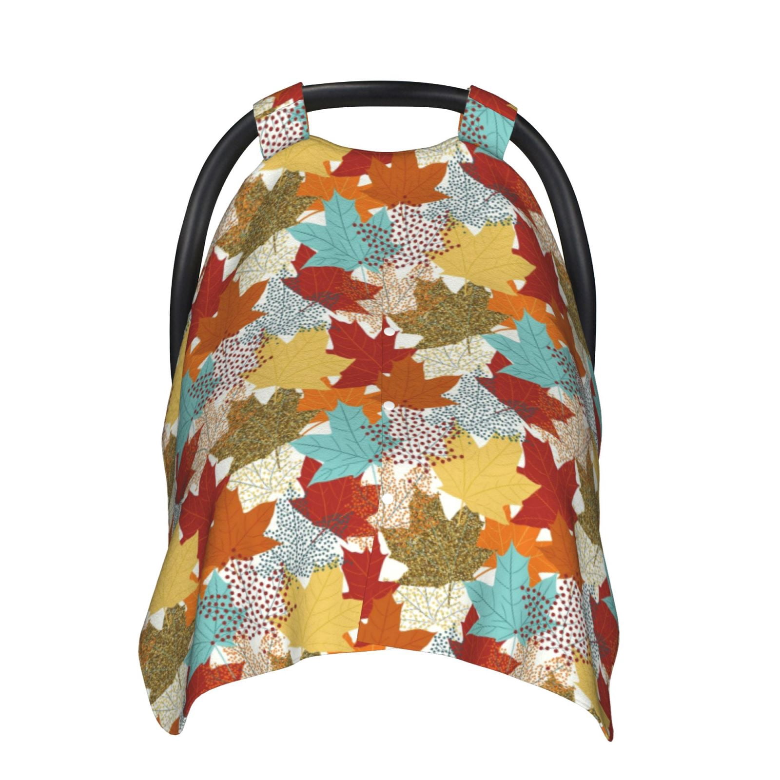 Naloa Fall Maple Leaves Baby Car Seat Cover, Breathable Baby Carrier Cover, Multiuse Baby Carrier Cover & Nursing Breastfeeding Cover