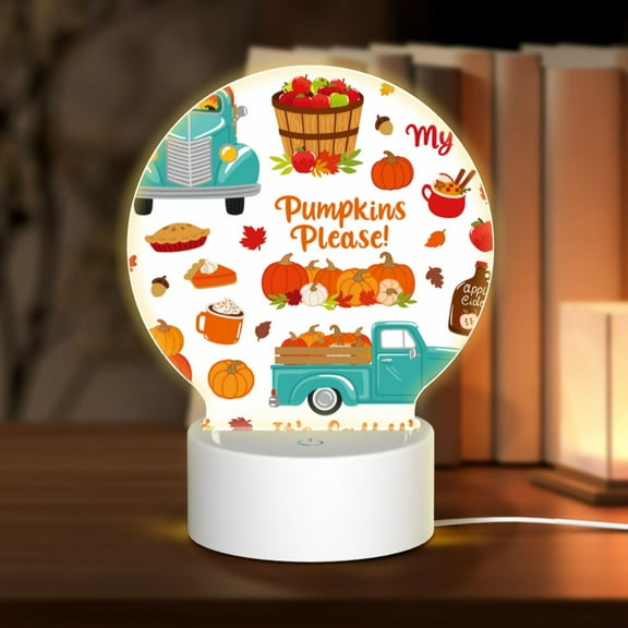 Naloa Fall Pumpkins Acrylic LED Night Light Custom LED Lights Personalized Nightlight Customized Gifts for Family Couples Friends