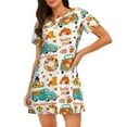 thumbnail image 1 of Naloa Fall Pumpkins And Sunflowers Print Women Nightgowns,Womens Loungewear,Short Sleeve Sleepwear,Comfy Ladies Nightdress, 1 of 6
