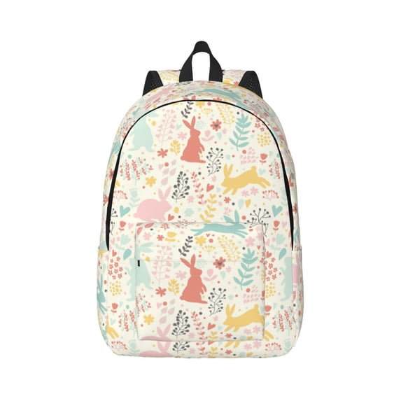 Naloa Fall Rabbit Canvas Backpack for Men Women Rucksack Casual Travel Daypack College Tote Satchel Bookbag for Teens-Medium