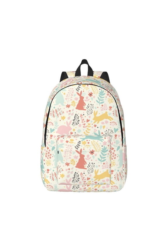 Fall Rabbit Canvas Backpack for Men Women Rucksack Casual Travel Daypack College Tote Satchel Bookbag for Teens-Medium