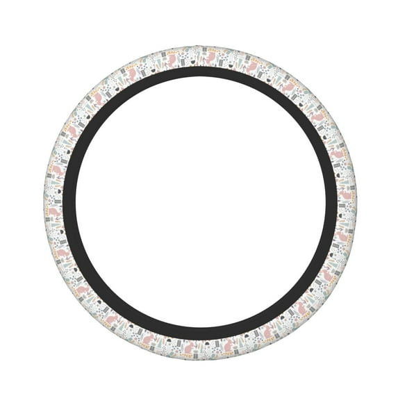 Naloa Fall Rabbit Elastic Steering Wheel Cover, Auto Steering Wheel Cover – 15 Inch , Comfortable Grip, Fit Suvs,Vans Cars,Trucks