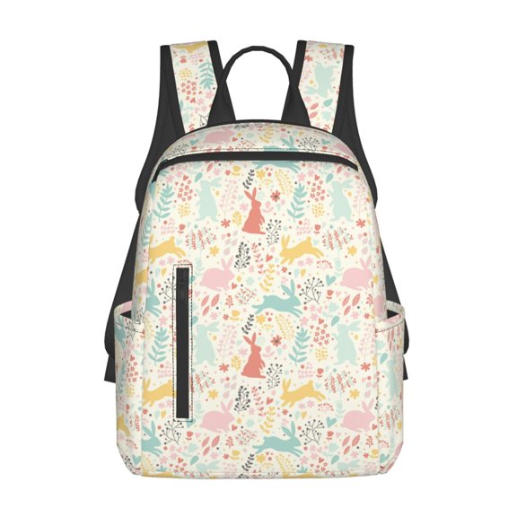 Naloa Fall Rabbit Print Lightweight DayBackpack Suitable for school, work, shopping, travel, etc.
